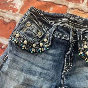 Miss Me kids beaded aztec embellished cuff capris Sz 10